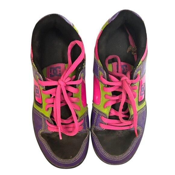 DC Shoes Women’s Destroyer Skate Shoes Sz 6.5 Neon Green Pink Purple Retro Y2K - Picture 3 of 8